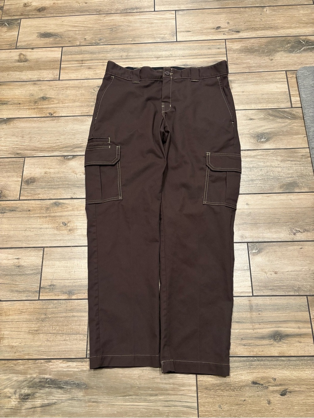 Y2K Dickies Flex Straight Fit Cargo Pants Dark Brown Men's Size 34x30 Workwear